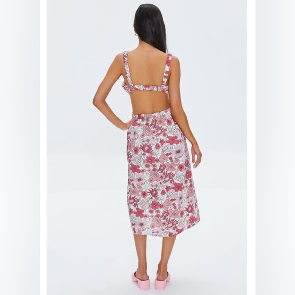 Forever 21 Floral Print Cutout Midi Dress - Picture 3 of 9